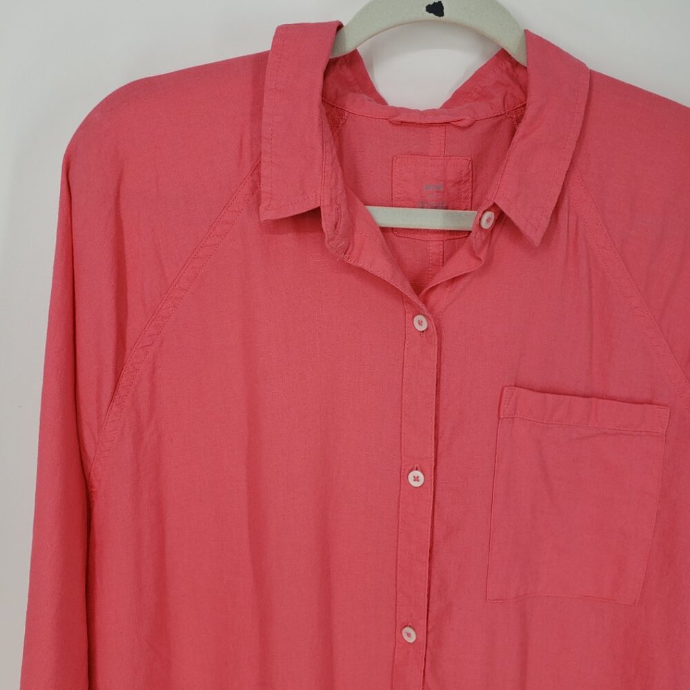 Aerie Oversized Linen Button Down Shirt Top - Picture 4 of 9